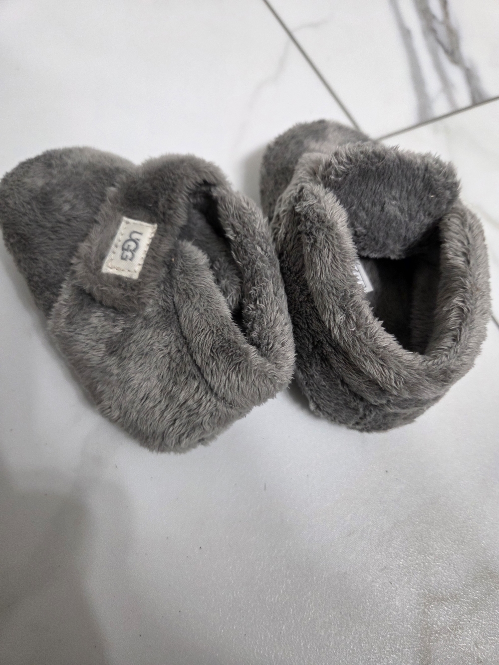 UGG Baby Gray Plush Bootie Slippers